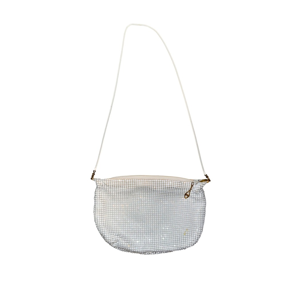 Whiting & Davis Mesh Crossbody Bag Women Small‎ White Good Vintage Glam